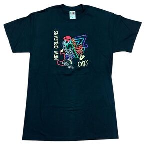 Vintage Y2K Fruit of the Loom Men’s Medium Black New Orleans Jazz Cats T-Shirt